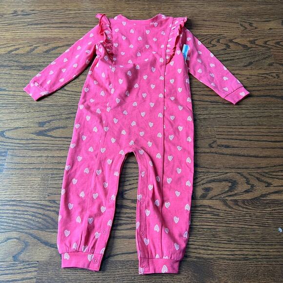 New Splendid Toddler Girl's Lovebug Heart Long Sleeve Ruffle Onesie 12-18 months - Picture 1 of 3